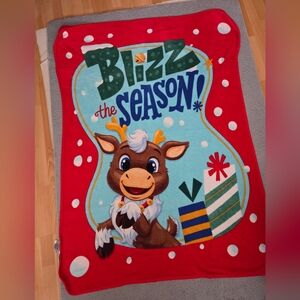 Festive Reindeer Holiday Plush Blanket  46x60
